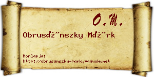 Obrusánszky Márk névjegykártya